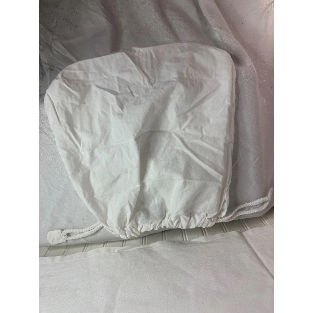 Miaou White Cotton Drawstring Dust Bag Black Embroidered Corset Graphic Pouch